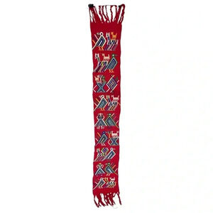 Vintage 70s or 80s handwoven Guatemalan embroidered sash faja huipil from nebaj